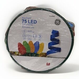 GE StayBright 75 LED 37-ft Multicolor C9 Holiday String Lights‎ Reel NEW